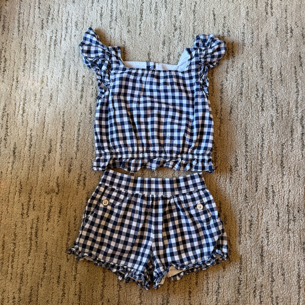 Janie and Jack Navy Gingham Kids Set